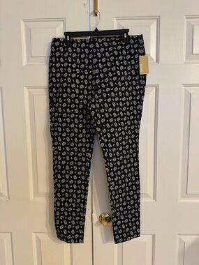 Michael Kors Black and White Paisley Pull-On Pants